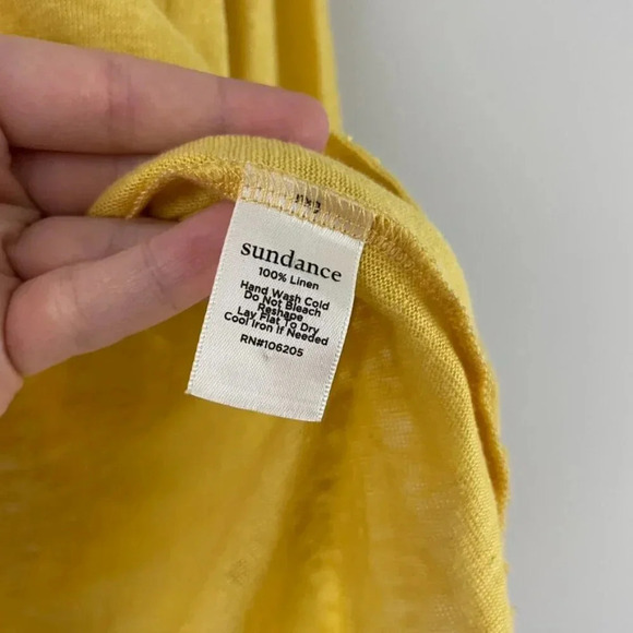 Sundance Canary Yellow Linen Long Sleeve Top Size Small - Picture 4 of 5